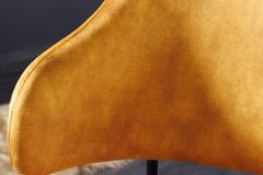 Design Stuhl VOGUE senfgelb Samt schwarze Metallbeine
