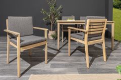 Massiver Gartenstuhl KOPENHAGEN natur Akazienholz anthrazit In- und Outdoor inkl. Kissen