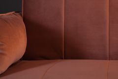 Retro Schlafsofa DIVANI 220cm altrosa Samt goldene Metallfüße 3-Sitzer mit Bettfunktion