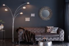 Design Bogenlampe FIVE LIGHTS 205cm chrom Stehlampe mit schwarzem Marmorfuß