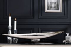 Deko Schale SILVER LEAF 80cm silber handmade Aluminium