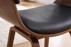 Design Stuhl ORGANIC schwarz Walnuss Kunstleder mit Armlehnen