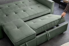 Ausziehbares Schlafsofa SMART 180cm grün Cord 2-Sitzer Couch mit Nosagfederung