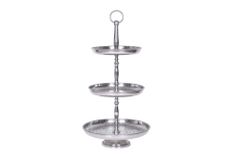 Design Etagere ORIENT 50cm silber im Wild Hammerschlag mit drei Etagen