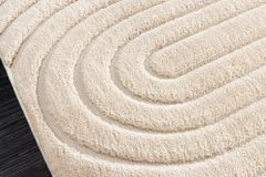 3D strukturierter Kurzflor Teppich ART DECO 230x160cm beige Hoch-Tief-Effekt