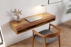 Hängender Konsolentisch PURE 100cm braun Sheeshamholz stone finish Schreibtisch