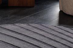 Runder Teppich WAVE 80cm anthrazit 3D strukturierter Kurzflor Indoor Hoch-Tief-Effekt