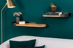 Modernes 2er Set Wandregal PURE NATURE 60cm schwarz Mangoholz massiv Metall handmade