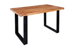 Massivholz Esstisch IRON CRAFT 140cm braun schwarz Sheesham stone finish Industrial