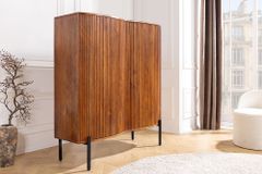 Massives Highboard GRANDEUR 120cm braun Mangoholz schwarz Metall