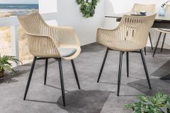 Design Stuhl SIGNUM greige schwarz Kunststoff Indoor Outdoor mit Armlehnen