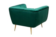 Retro Sessel NOBLESSE 105cm smaragdgrün Samt mit Ziersteppung