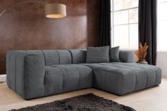 Modernes Ecksofa ZERO GRAVITY 240cm dunkelgrau Cord 3-Sitzer Couch L-Form