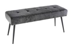 Design Sitzbank BOUTIQUE 100cm dunkelgrau Cord schwarze Metallbeine