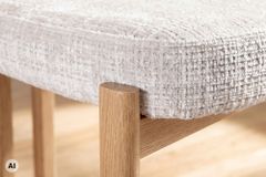 Design Stuhl BELLANO creme beige Chenille Cremona Metallgestell Eiche