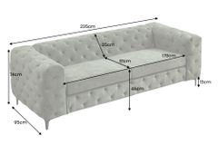 Chesterfield Sofa MODERN BAROCK 235cm grün Samt 3-Sitzer Couch Federkern