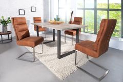 Design Freischwinger Stuhl COMFORT hellbraun mit Edelstahl-Gestell