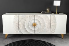 Handgearbeitetes Sideboard GOLDEN SUNSET 180cm weiß gold Mangoholz Metallbeine
