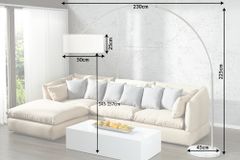 Design Bogenlampe EXTENSO 230cm weiß Stehlampe mit weißem Marmorfuß