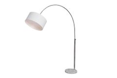 Ausziehbare Bogenlampe LOUNGE DEAL 170-200cm weiß Leinenschirm Stehlampe