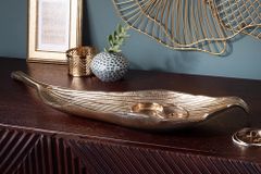 Handgefertigte Deko Schale ABSTRACT LEAF 65cm gold Aluminium