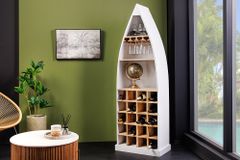 Massivholz Weinregal SEVEN SEAS 180cm weiß natur Mango Flaschenregal