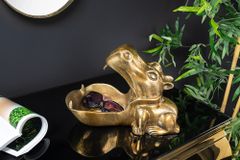 Handgearbeitete Deko Schale HIPPO 30cm messing gold Metall Aluminium