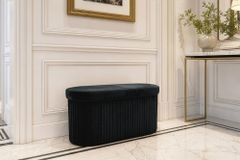 Faltbare Polsterbank ÉLAN 80cm schwarz Samt Sitzbank mit Stauraum