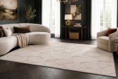 3D Hochflor Teppich LUNA 300x230cm beige Hoch-Tief-Effekt Indoor-Teppich