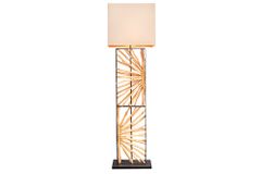Handgefertigte Stehlampe EUPHORIA 165cm natur Longanholz beige mit Lampenschirm