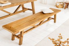 Massive Sitzbank RIVIERA 200cm natur recyceltes Pinienholz Landhaus-Stil