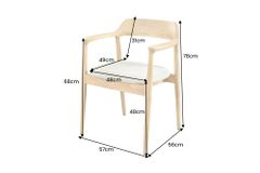 Design Stuhl KENNEDY creme beige massives Mangoholz mit Polstersitz Strukturstoff