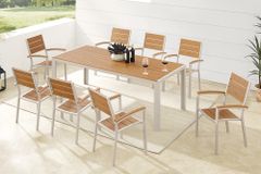 Moderner Gartenstuhl DESIGNO natur greige Aluminium stapelbar wetterfest