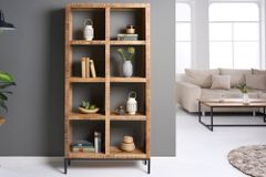 Massives Regal IRON CRAFT 176cm Mangoholz Bücherregal acht Fächer Industrial Design