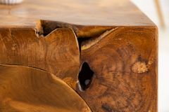 Massiver Couchtisch SQUARE 90cm Teakholz Würfel Handarbeit