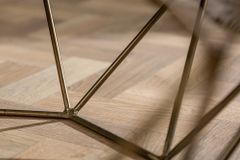 Eleganter Couchtisch DIAMOND 70cm weiß messing mit Marmorplatte