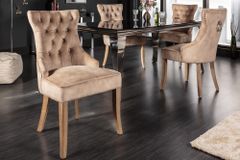Eleganter Stuhl CASTLE cappuccino Samt Landhausstil mit Komfortgriff