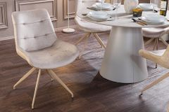 Design Stuhl DIVANI champagner beige Samt Metallgestell