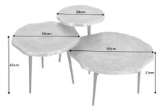 3er Set Beistelltische ORGANIC 60/50/40cm antik messing Metall rund Baumstamm schwarze Beine