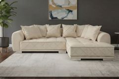 Modernes XXL Ecksofa DECADENCIA 320cm beige Samt Bigsofa inkl. Kissen