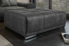 Extravaganter Hocker ELEGANCIA 110cm grau mit Ziersteppung