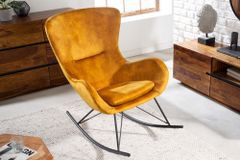Design Schaukelstuhl SCANDINAVIA SWING senfgelb Samt Sessel