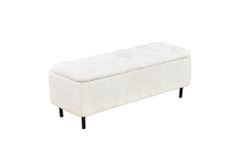 Extravagante Polsterbank EN VOGUE 120cm beige Cremona Chenille Sitzbank mit Stauraum