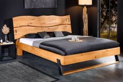 Massivholz Doppelbett AMAZONAS 180x200cm natur Wildeiche Baumkante