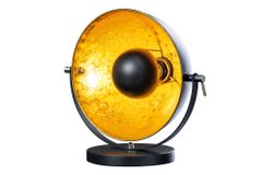 Industrial Design Tischlampe STUDIO 40cm schwarz Blattgold-Optik neigbarer Schirm