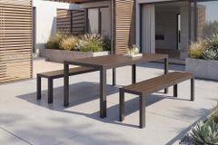 Moderner Gartentisch DESIGNO 205cm dunkelbraun schwarz Aluminium wetterfest