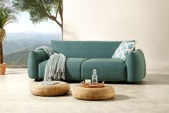 In- und Outdoor Sofa SEAHAWK 205cm türkis Aluminium Olefin wetterfest 2-Sitzer Couch