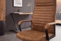 Höhenverstellbarer Bürostuhl LAZIO vintage braun Microfaser drehbar mit Rollen