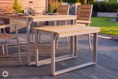 Gartentisch TAMPA LOUNGE 70cm natur greige Aluminium wetterfest Outdoor Balkontisch