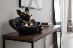 Deko-Figur BULLDOG 35cm schwarz handmade Schale mit Ablagefach